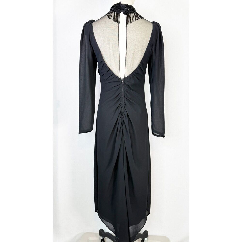 Vintage | New Leaf California Samir | Black Party Glam Goth Choker Dress | Sz 8 - Picture 2 of 12